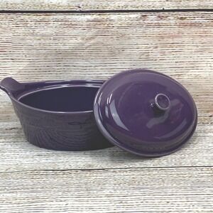 Longaberger‎ Pottery Purple Casserole Dish Crock Pot with Lid Vitrified